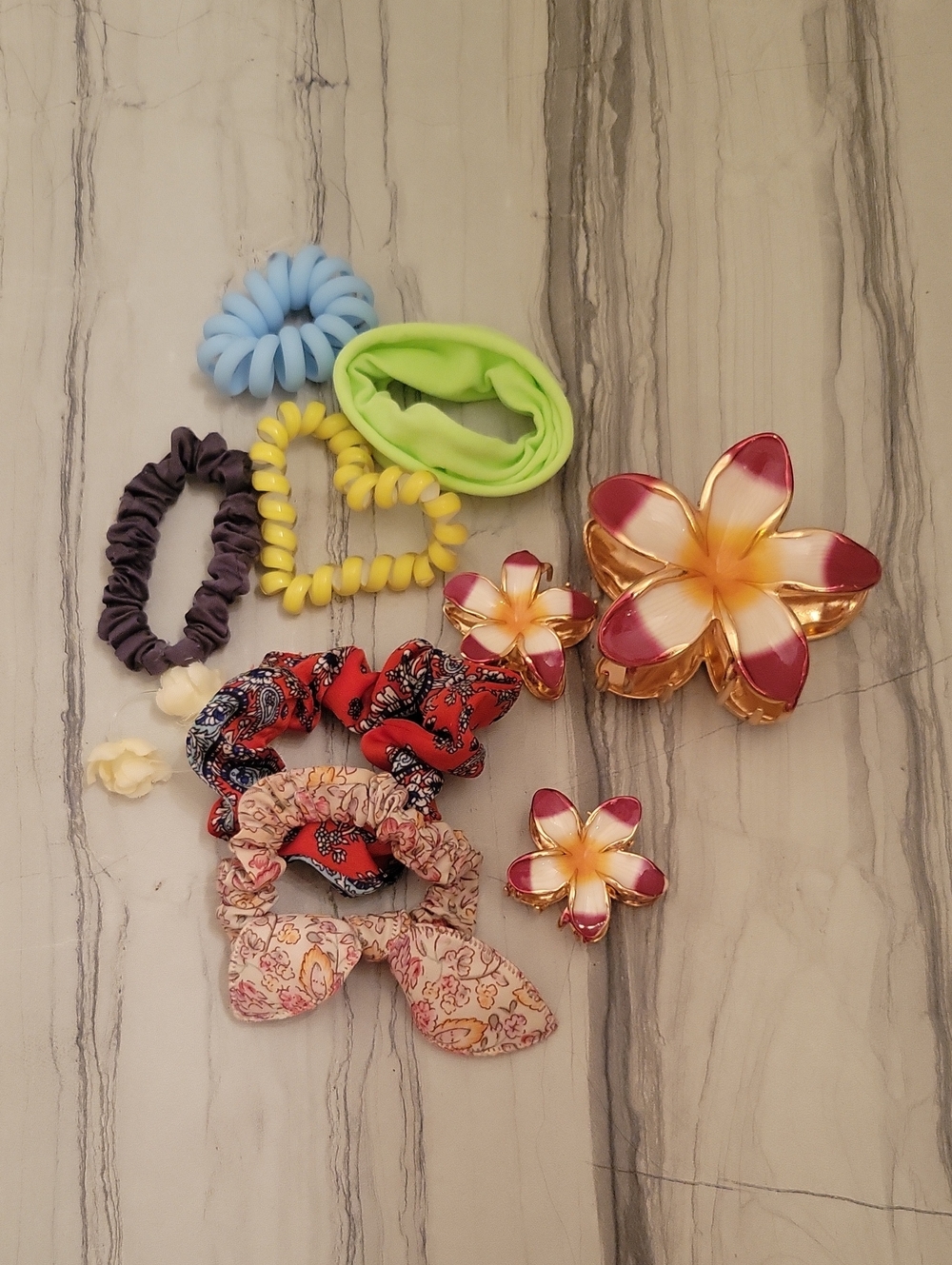 Amazon Floral Claw Clips & Assorted Color Scrunchie Set